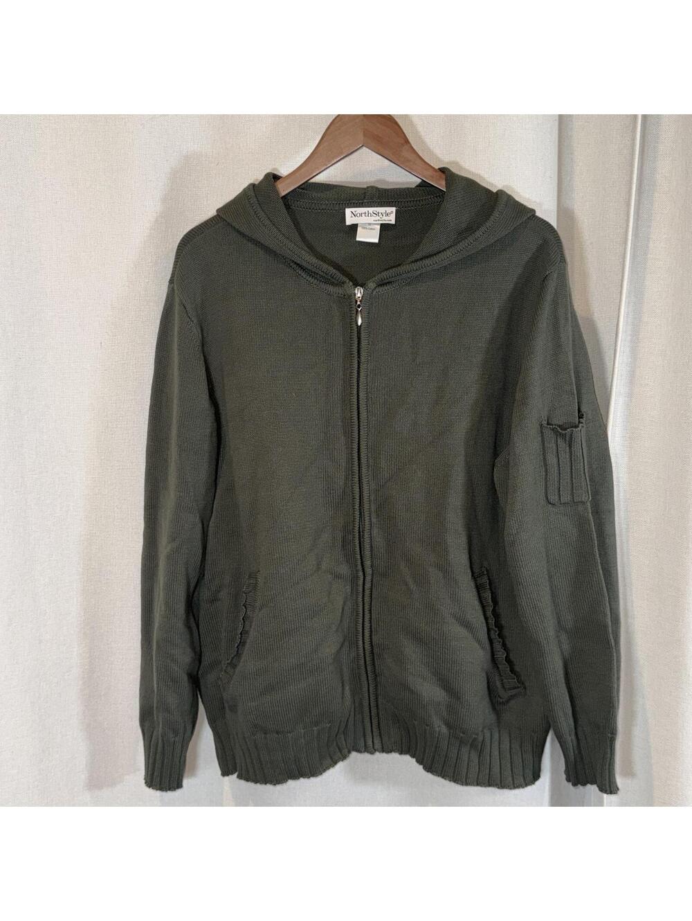 NorthStyle 100% Cotton Zip‎ Hoodie Sweater 1X Gorpcore Minimalist Womens Granola